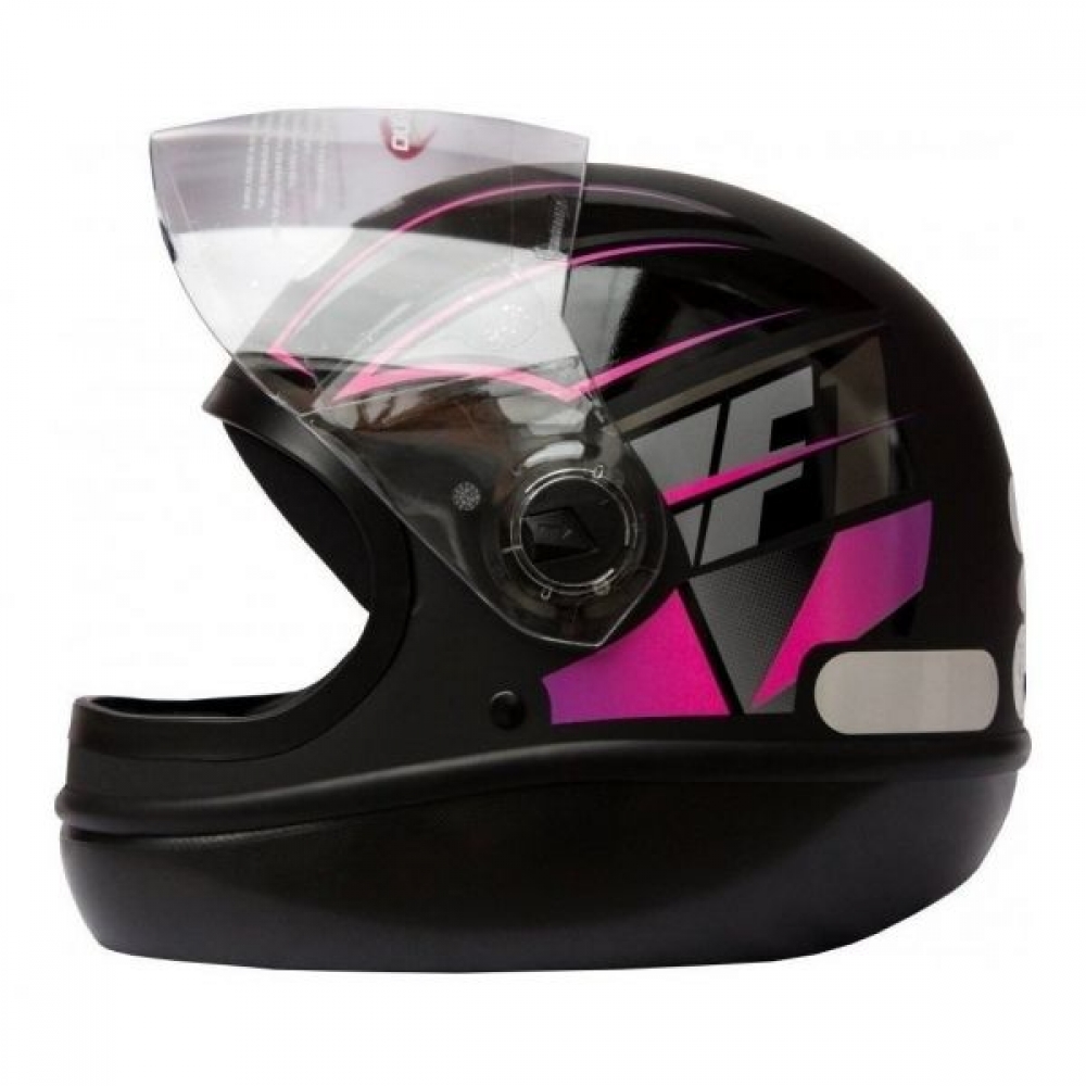 Capacete Moto Feminino Taurus San Marino Fórmula 1 Neo Preto Fosco Rosa Lançamento