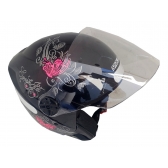 Capacete Moto Feminino Aberto Ebf Thunder Spark Jet Borboleta Preto Rosa Azul Lilás C/ Selo Inmetro - Preto Rosa