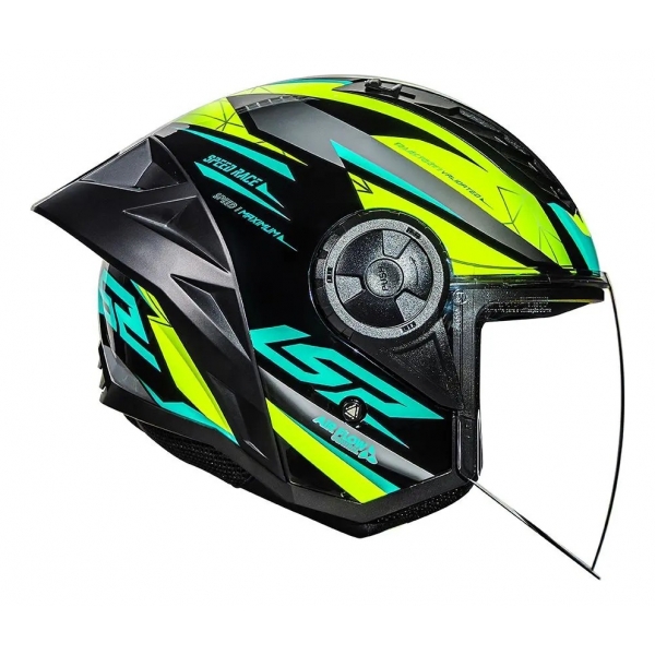 Capacete Moto Aberto Ls2 Of616 S Airflow II Draze Preto Amarelo C/ Spoiler Masculino Feminino