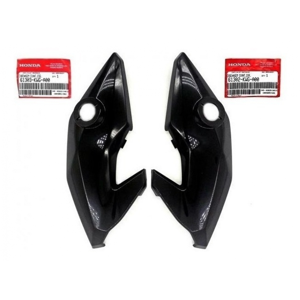Par De Carenagem Bananinha Lateral Farol Cg Titan 150 Fan 125 150 2014 2015 Preta Original Honda - Preto