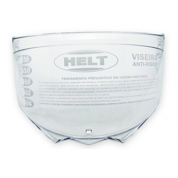 Viseira Capacete Helt 938 New Hippo 2 Nova Geração Cristal Transparente Anti Risco Original - Cristal Transparente