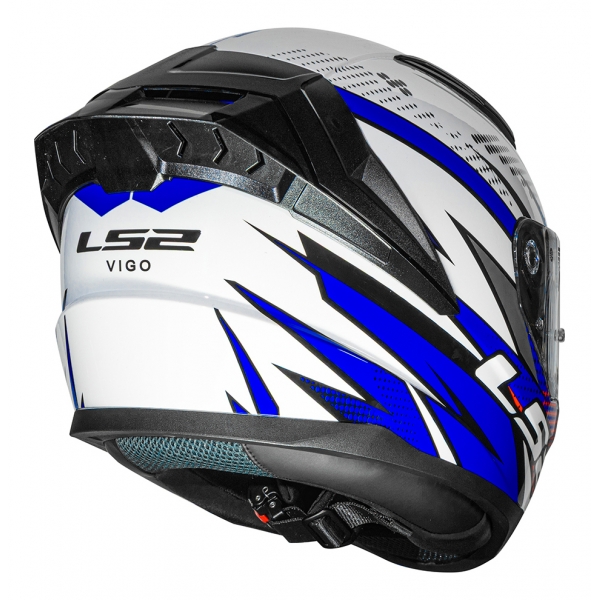 Capacete Moto Esportivo LS2 FF810 Vigo Flight C/ Spoiler Masculino Feminino Lançamento - Branco Azul