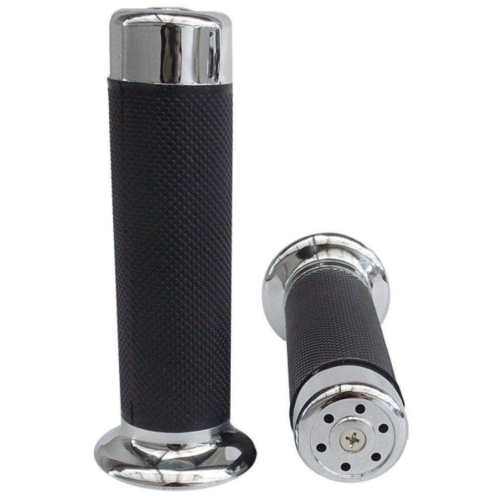 Manopla Punho Moto Custom Retro Vintage Pro Tork Para Guidão 22 mm ( Par ) - Cromada