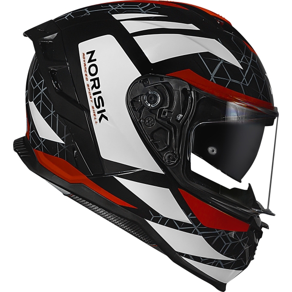 Capacete Moto Esportivo Fechado Norisk Strada 2 Evoque Branco Preto Vermelho C/ Óculos Lançamento
