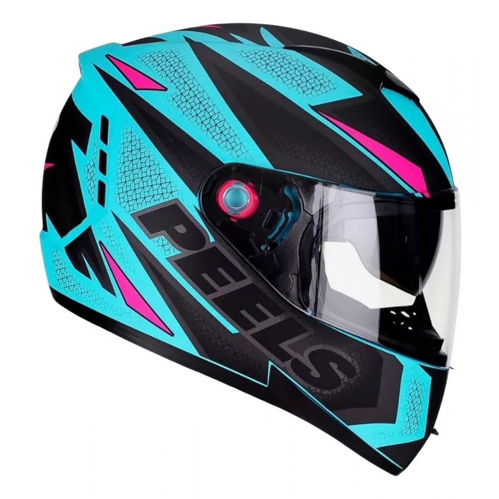 Capacete Moto Feminino Peels Icon Pro Fast Verde Agua Rosa C/ Óculos Interno C/ Selo Inmetro LANÇAMENTO