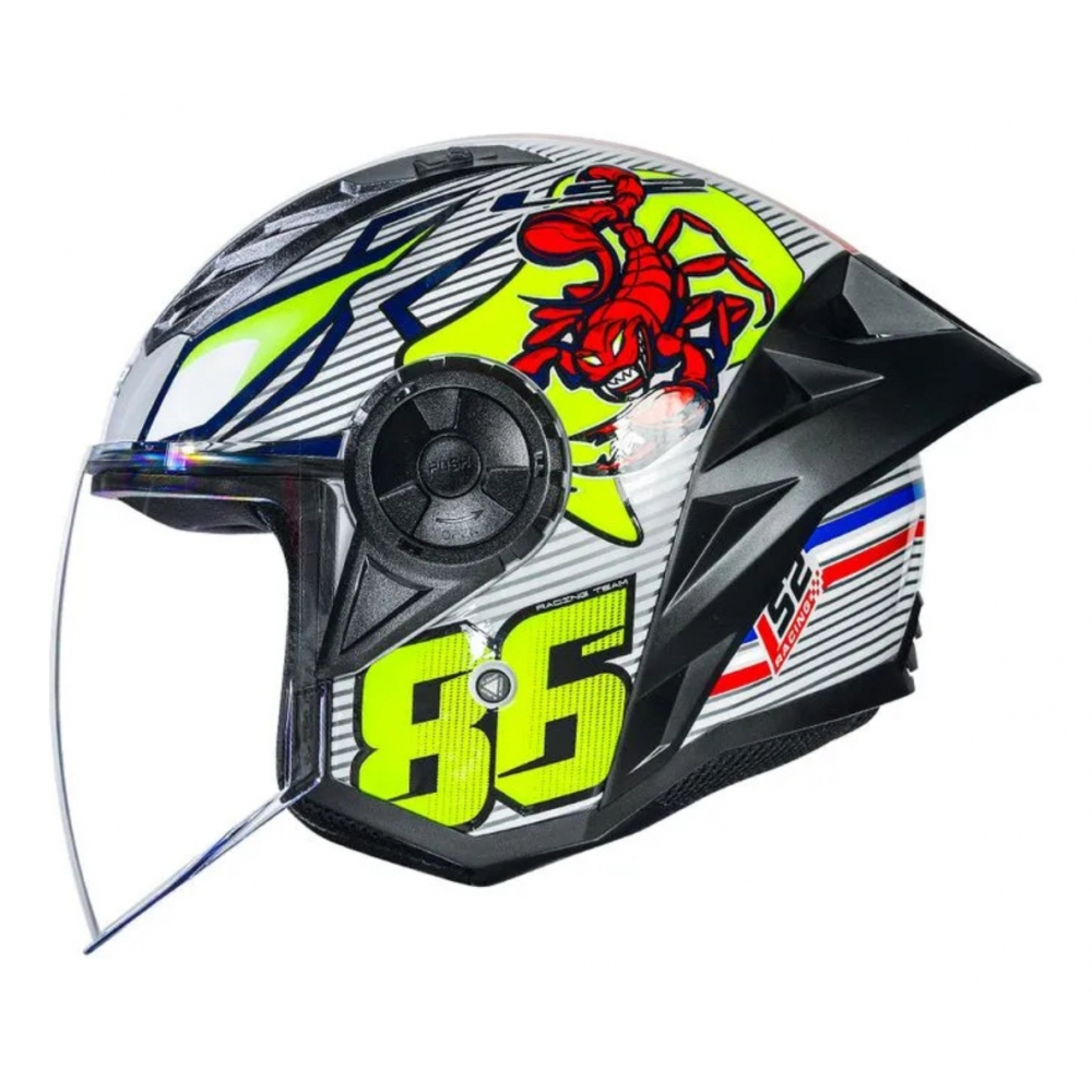 Capacete Moto Aberto Ls2 Of616 S Airflow II Sting 86 Escorpião C/ Spoiler Masculino Feminino