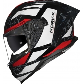 Capacete Moto Esportivo Fechado Norisk Strada 2 Evoque Branco Preto Vermelho C/ Óculos Lançamento
