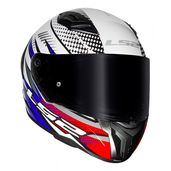 Capacete Moto Esportivo LS2 FF810 Vigo Flight C/ Spoiler Masculino Feminino Lançamento - Branco Azul