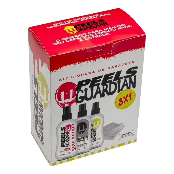 Kit Para Manutenção Limpeza Viseira Capacete E Anti Odor Peels Guardian 3x1
