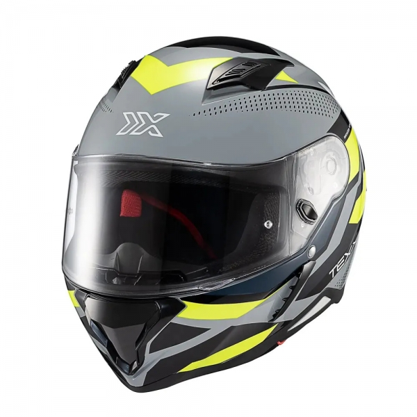 Capacete Moto Esportivo Fechado Texx Hunter Ark C/ Aerofólio Spoiler Masculino Feminino Lançamento - Cinza Verde