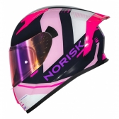 Capacete Moto Feminino Norisk Flow Run Rosa Roxo C/ Spoiler + Viseira Extra Lançamento