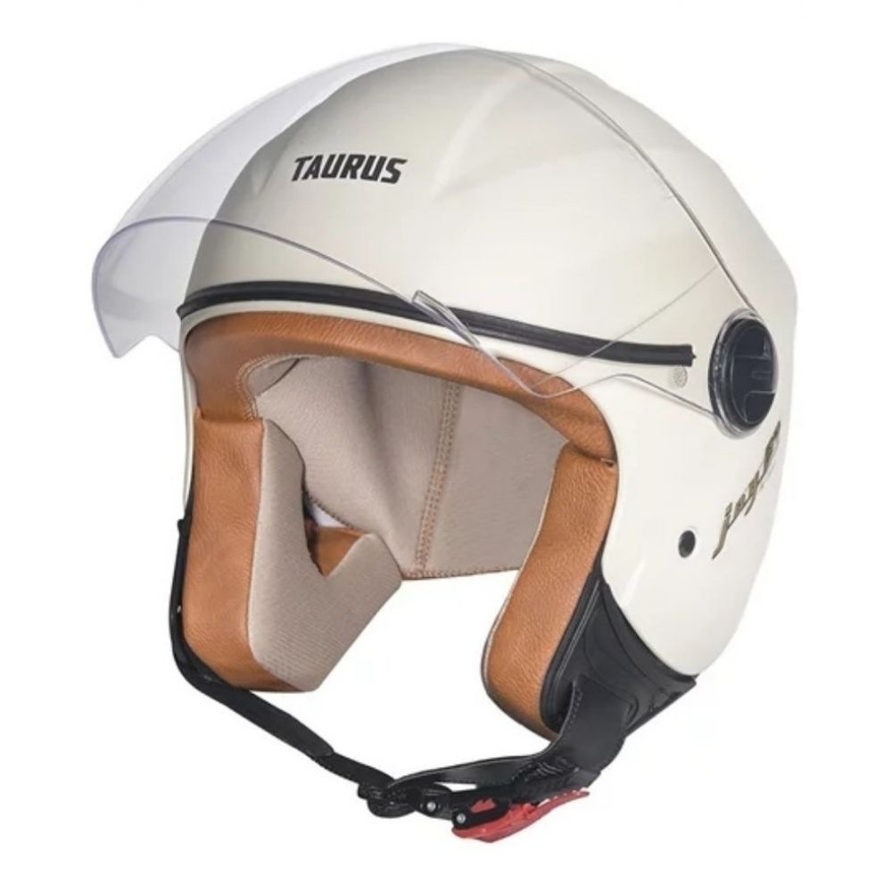 Capacete Moto Aberto Feminino Masculino Joy 23 San Marino By Taurus Custom Vintage Bege C/ Acabamento Interno Couro - Bege