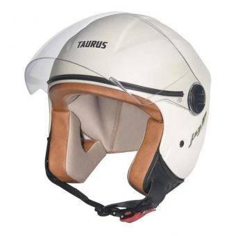 Capacete Moto Aberto Feminino Masculino Joy 23 San Marino By Taurus Custom Vintage Bege C/ Acabamento Interno Couro