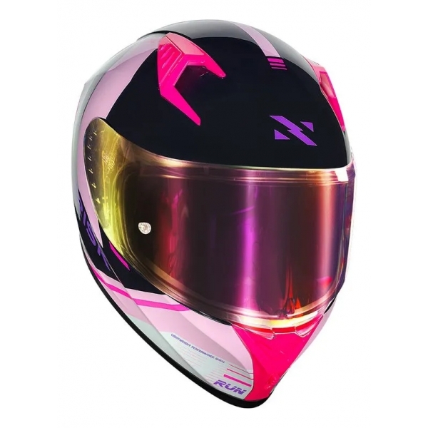 Capacete Moto Feminino Norisk Flow Run Rosa Roxo C/ Spoiler + Viseira Extra Lançamento