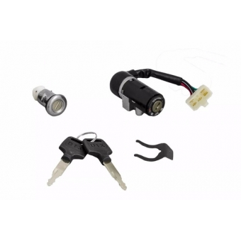 Kit Chave Contato Miolo Ignição Moto Honda Biz 100 1998 1999 2000 2001 2002 2003 2004 2005 C/ Trava Banco