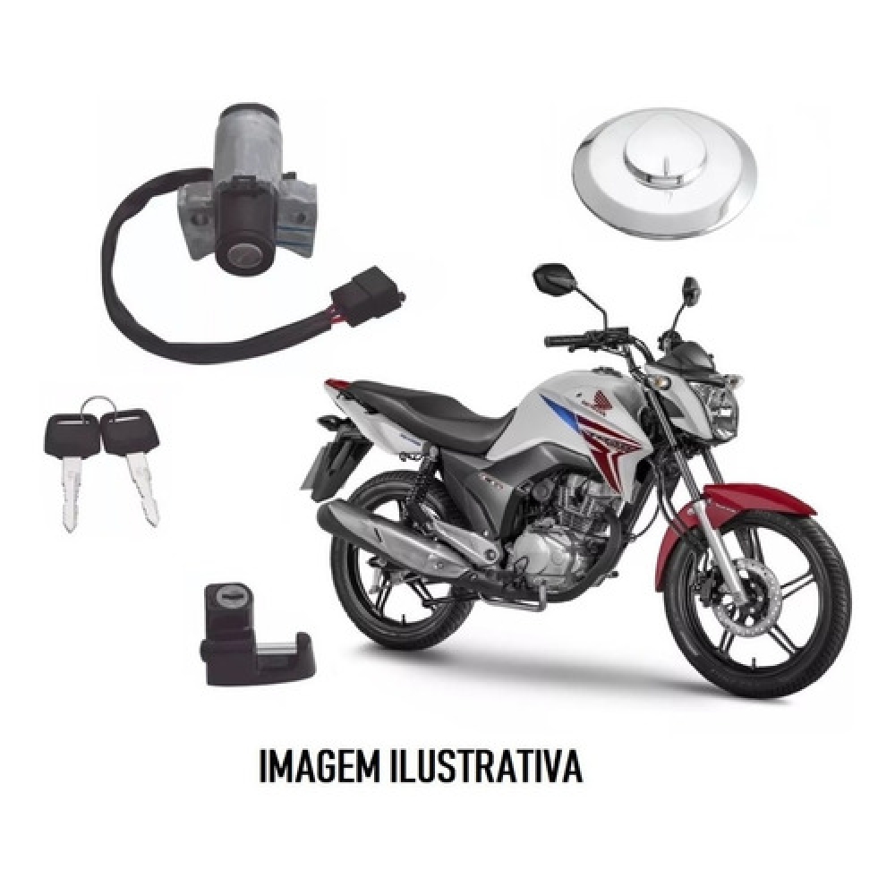 Jogo Chave Contato Miolo Ignição Moto Titan 150 2014 2015 Kit C/ Tampa Tanque Trava