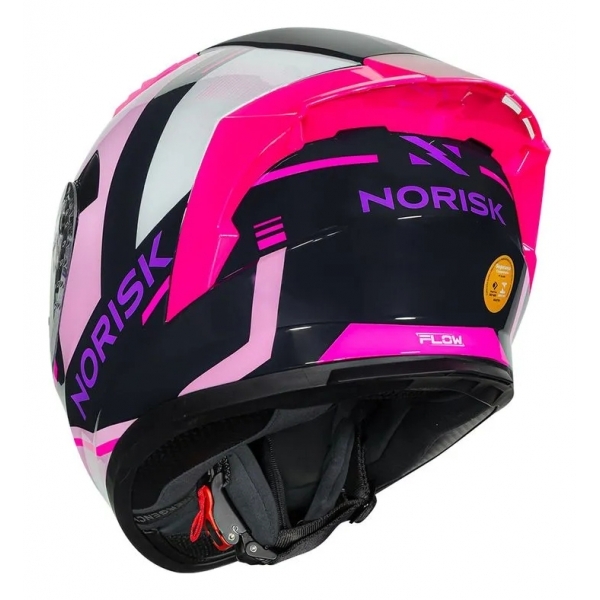 Capacete Moto Feminino Norisk Flow Run Rosa Roxo C/ Spoiler + Viseira Extra Lançamento
