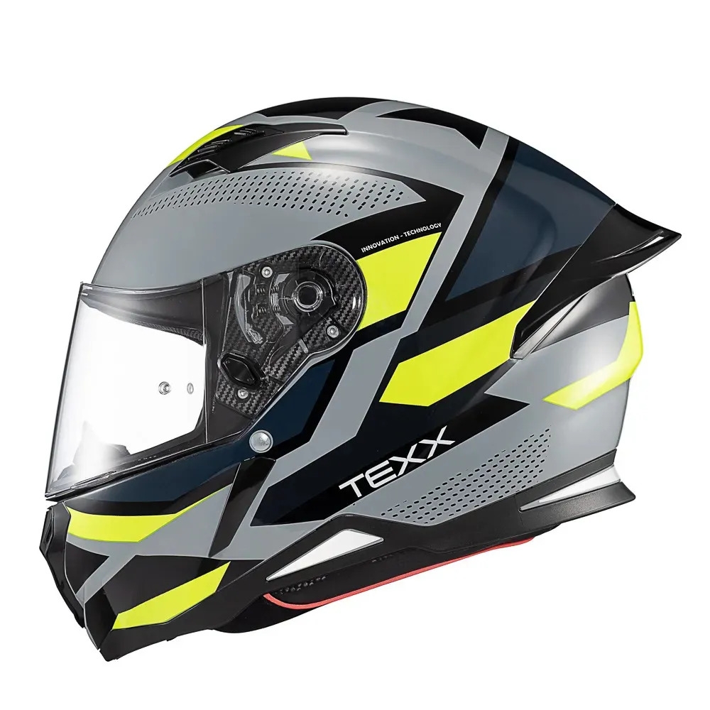 Capacete Moto Esportivo Fechado Texx Hunter Ark C/ Aerofólio Spoiler Masculino Feminino Lançamento - Cinza Verde