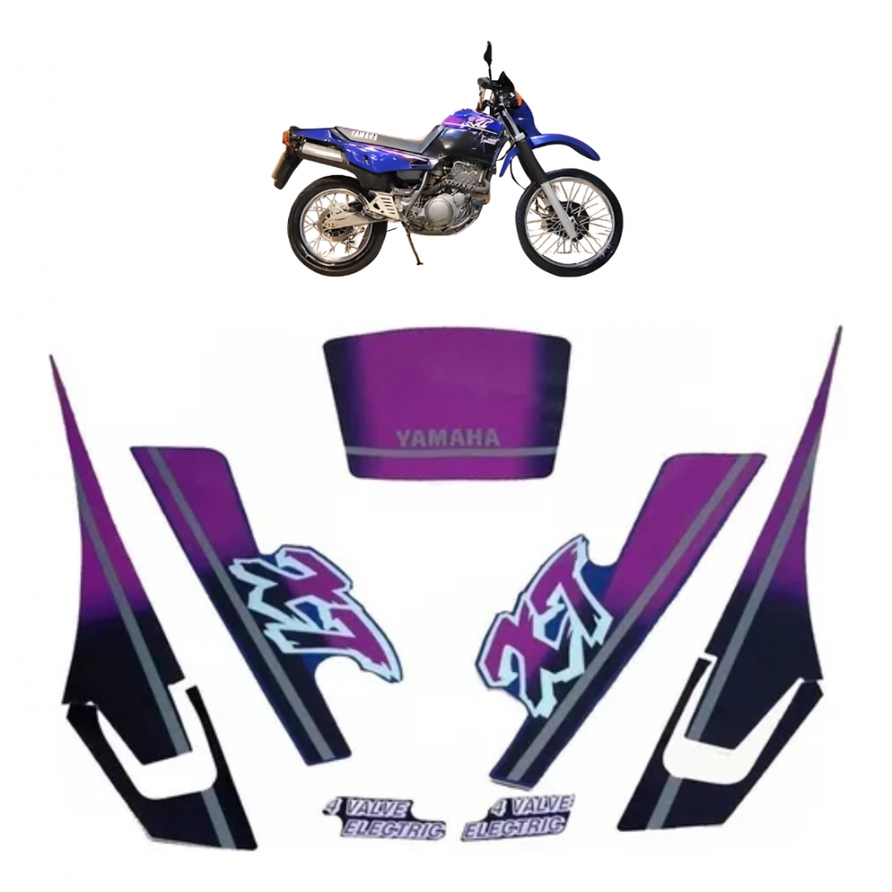 Kit Adesivos Faixas Moto Yamaha Xt 600 1994 Azul ( Roxo ) Jogo Adesivo