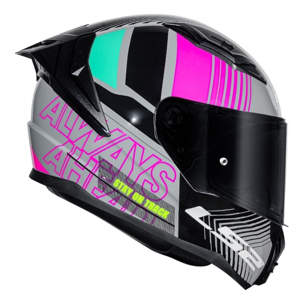 Capacete Moto LS2 FF810 Vigo Shift Light Cinza Rosa C/ Spoiler Masculino Feminino Lançamento