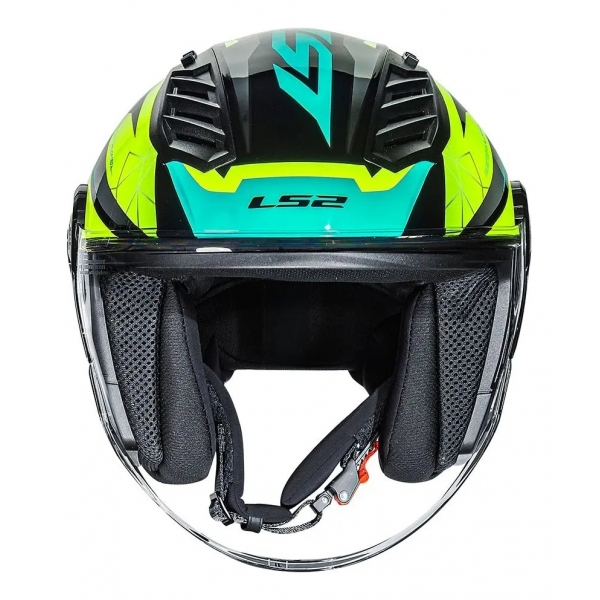 Capacete Moto Aberto Ls2 Of616 S Airflow II Draze Preto Amarelo C/ Spoiler Masculino Feminino