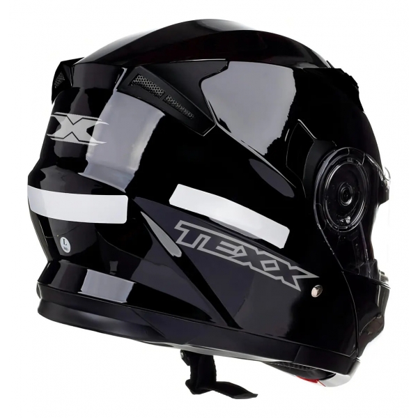 Capacete Moto Robocop Articulado Texx Gladiator V3 Escamoteável C/ Óculos Masculino Feminino - Preto Brilho
