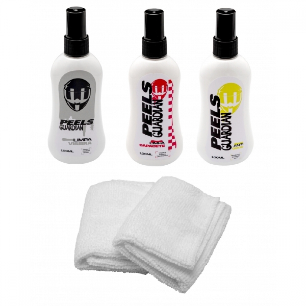 Kit Para Manutenção Limpeza Viseira Capacete E Anti Odor Peels Guardian 3x1