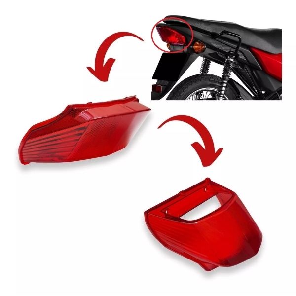 Lente Lanterna Luz Freio Traseira Moto Pop 110 Pop 110i Mod Original - Vermelha