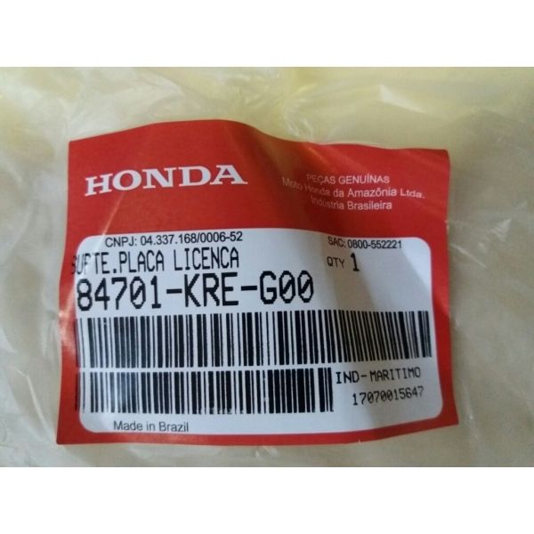 Paralama Suporte Placa Traseiro Moto Nxr Bros 160 15/24 Original Honda 84701KREG00 - Preto