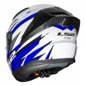 Capacete Moto Esportivo LS2 FF810 Vigo Flight C/ Spoiler Masculino Feminino Lançamento - Branco Azul