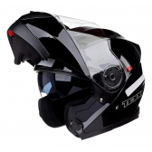 Capacete Moto Robocop Articulado Texx Gladiator V3 Escamoteável C/ Óculos Masculino Feminino - Preto Brilho