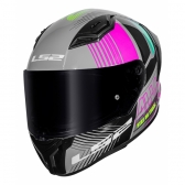 Capacete Moto LS2 FF810 Vigo Shift Light Cinza Rosa C/ Spoiler Masculino Feminino Lançamento