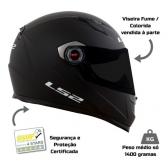 Capacete Moto Fechado Ls2 Ff358 Classic Monocolor Preto Fosco Esportivo C/ Selo Inmetro