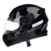 Capacete Moto Robocop Articulado Texx Gladiator V3 Escamoteável C/ Óculos Masculino Feminino - Preto Brilho