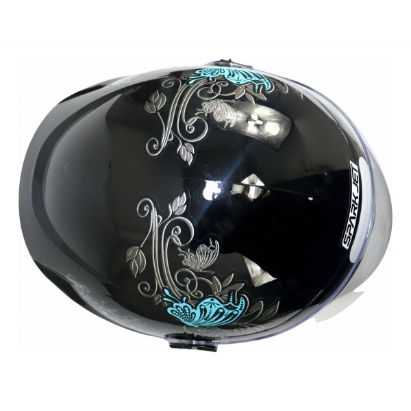 Capacete Moto Feminino Aberto Ebf Thunder Spark Jet Borboleta Preto Rosa Azul Lilás C/ Selo Inmetro - Azul Tiffany