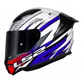 Capacete Moto Esportivo LS2 FF810 Vigo Flight C/ Spoiler Masculino Feminino Lançamento - Branco Azul