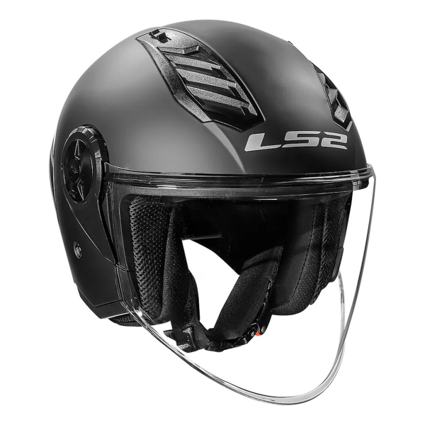 Capacete Moto Aberto Ls2 Of616 S Airflow II Black Preto Fosco C/ Spoiler Masculino Feminino