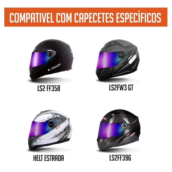 Viseira Escura Fumê Capacete Ls2 FF358 FF396 LS2FW3 GT Helt Strada Fume 2.2mm Anti Risco