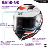 Capacete Moto Esportivo Fechado Texx Hunter Ark C/ Aerofólio Spoiler Masculino Feminino Lançamento - Branco Vermelho Azul