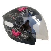 Capacete Moto Feminino Aberto Ebf Thunder Spark Jet Borboleta Preto Rosa Azul Lilás C/ Selo Inmetro - Preto Rosa