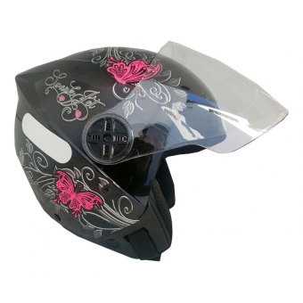 Capacete Moto Feminino Aberto Ebf Thunder Spark Jet Borboleta Preto Rosa Azul Lilás C/ Selo Inmetro