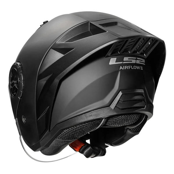 Capacete Moto Aberto Ls2 Of616 S Airflow II Black Preto Fosco C/ Spoiler Masculino Feminino