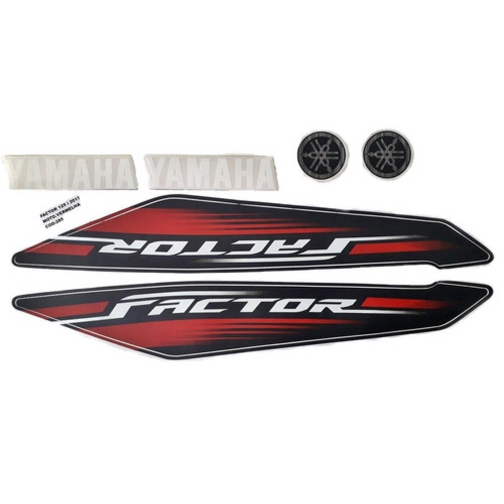 Kit Adesivos Faixa Moto Factor 125 Vermelha 2017 2018 Jogo Adesivo